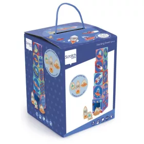   Toronyépítő kocka fa figurákkal, Világűr Scratch Europe