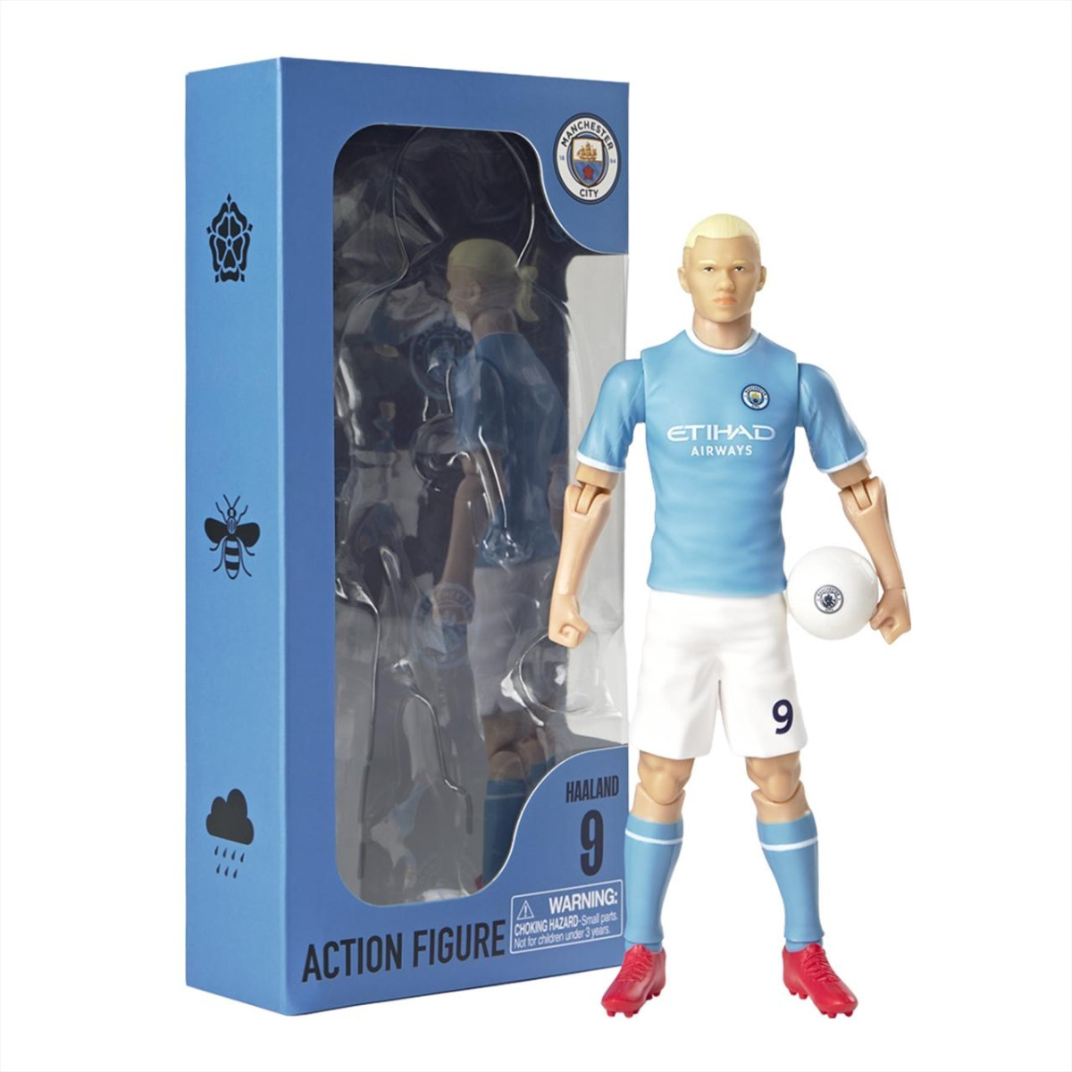 Focista akciófigura, 20 cm - Manchester City, Haaland 9 – fő nézet, a 9-es mezben