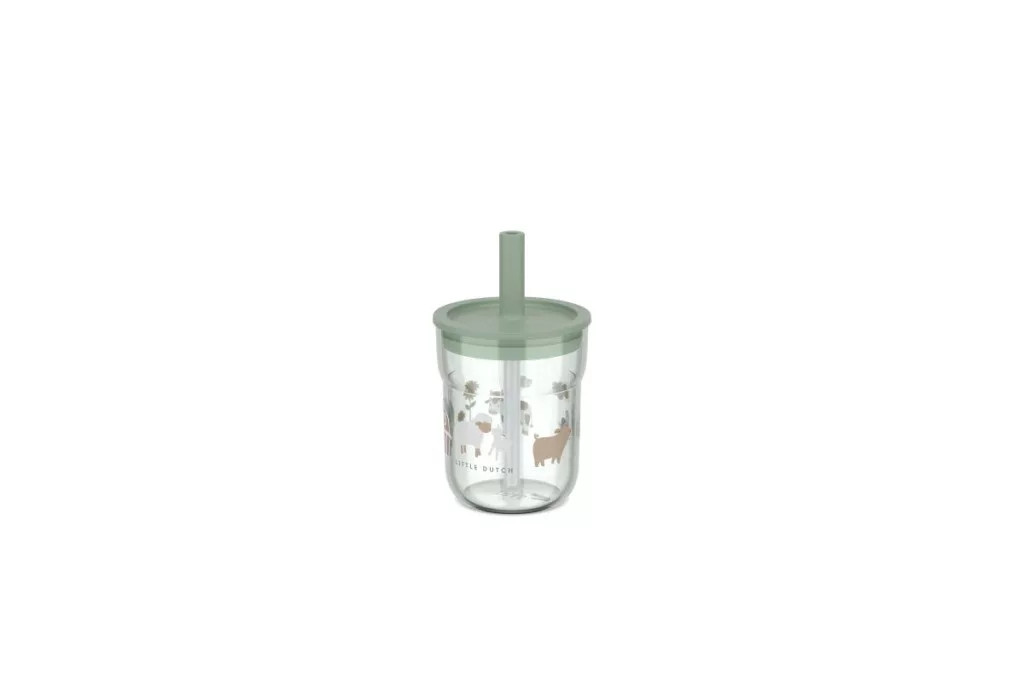 Little Dutch gyerek pohár szívószállal 250 ml - little farm – fő nézet