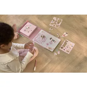 Little Dutch mágneses rajzoló készlet letörölhető ficcel - Rosa Fairy Garden, 3–5 év, Többszínű