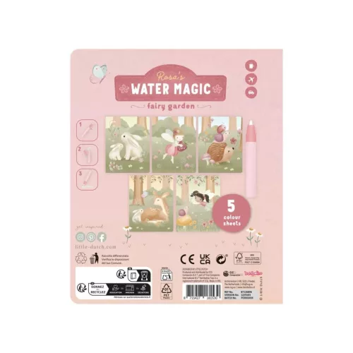 Little Dutch vízzel színező füzet - Rosa Fairy Garden, 0–2 év, Többszínű