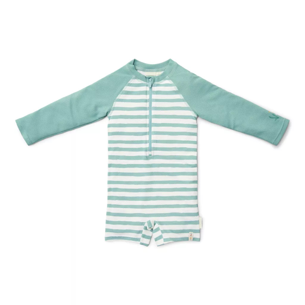 Little Dutch hosszú ujjú úszóoverál Stripes Surf Blue – fő nézet