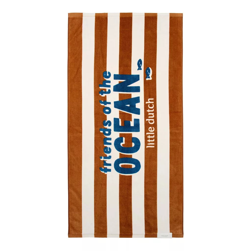Little Dutch strandtörölköző Ocean World Brown Stripe - 60cm X 120cm – fő nézet
