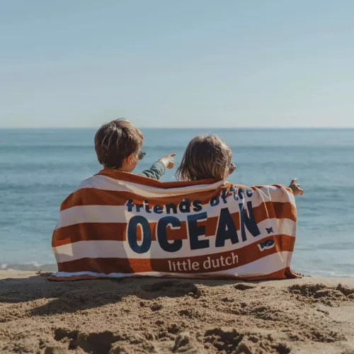 Little Dutch strandtörölköző Ocean World Brown Stripe - 60cm X 120cm