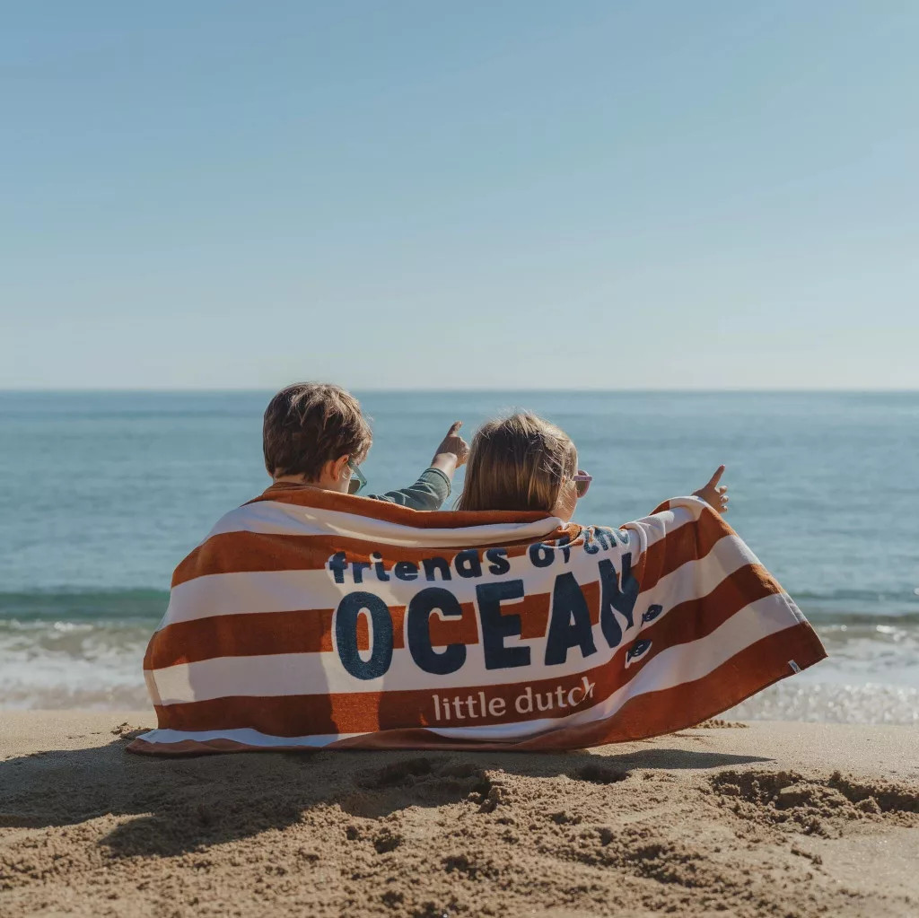 Little Dutch strandtörölköző Ocean World Brown Stripe - 60cm X 120cm – alternatív kép 4
