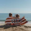 Little Dutch strandtörölköző Ocean World Brown Stripe - 60cm X 120cm