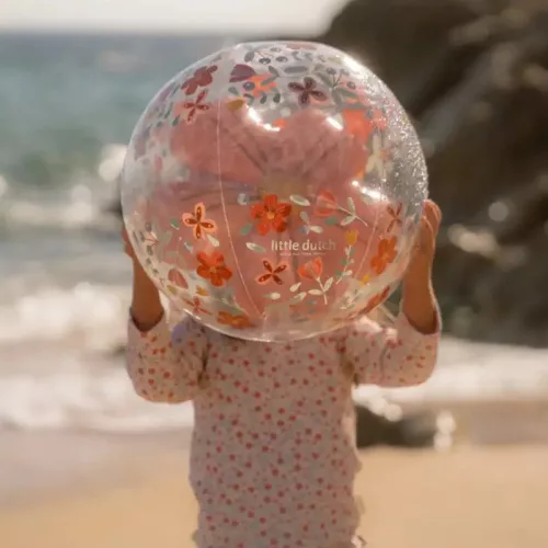 Little Dutch felfújható 3D strandlabda - Pink Flowers