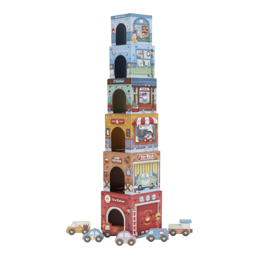 Little Dutch toronyépítő 6 db autóval – fő nézet