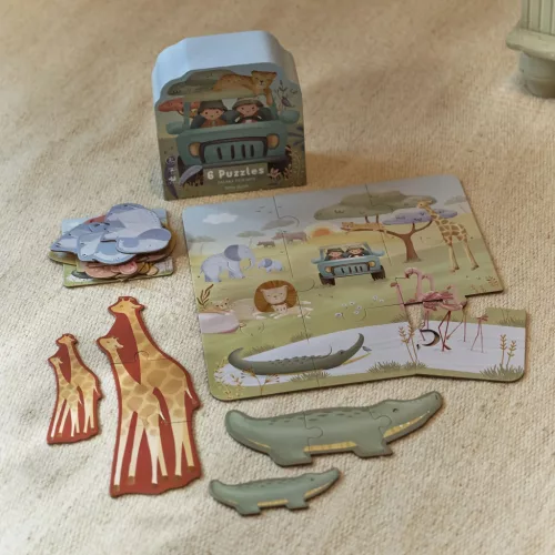 Little Dutch 6 az 1-ben puzzle- Safari Friends