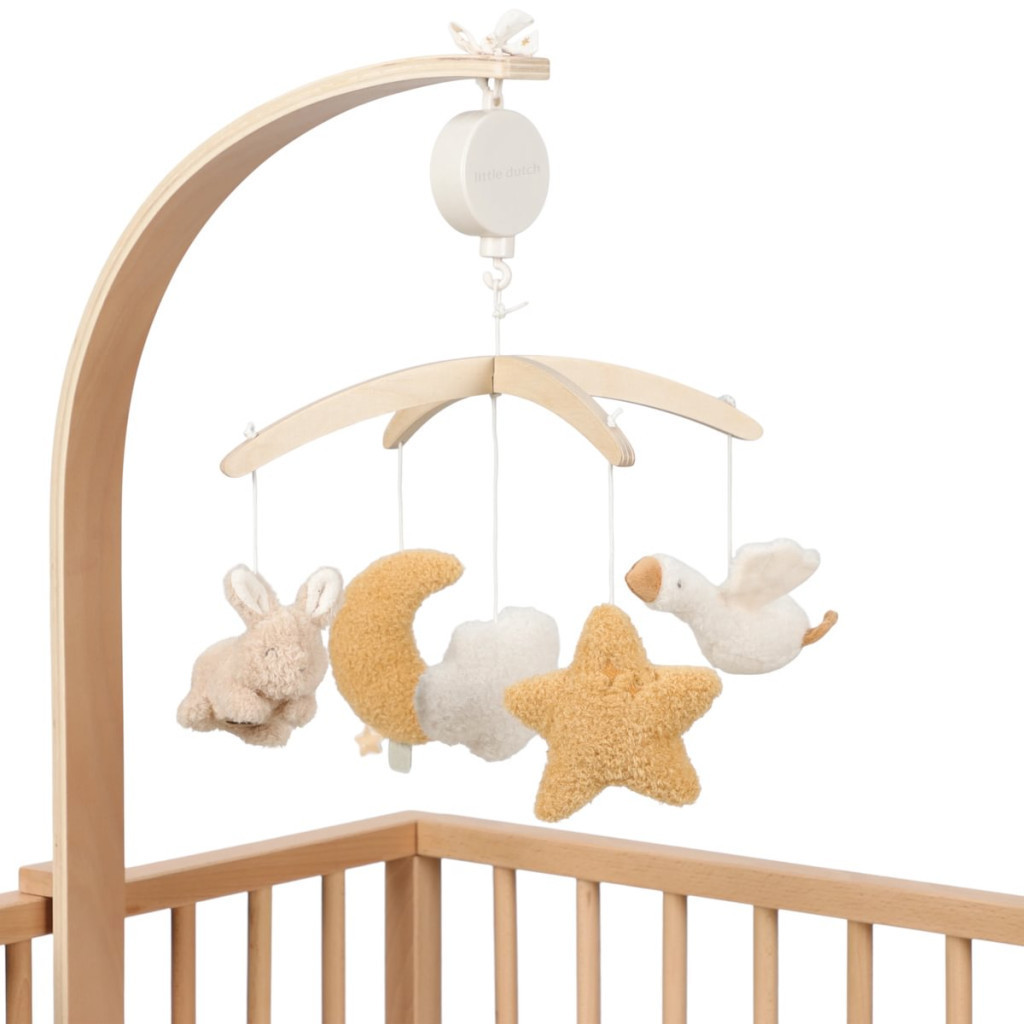 Little Dutch zenélő körforgó natúr fa vázzal - Newborn Naturals – fő nézet
