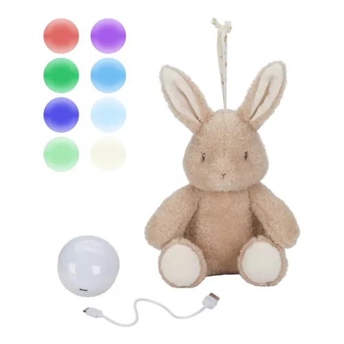 Little Dutch alvást segítő zenélő nyuszi éjjeli fénnyel - Newborn Naturals, 0–2 év, Többszínű