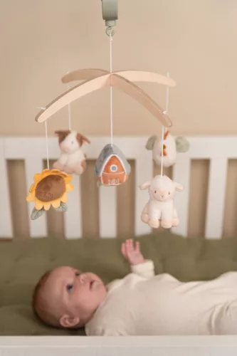 Little Dutch zenélő körforgó natúr fa vázzal -  Little Farm