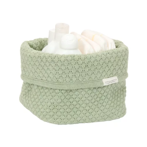 Little Dutch kötött tároló doboz 15x15 cm - Pure Sage