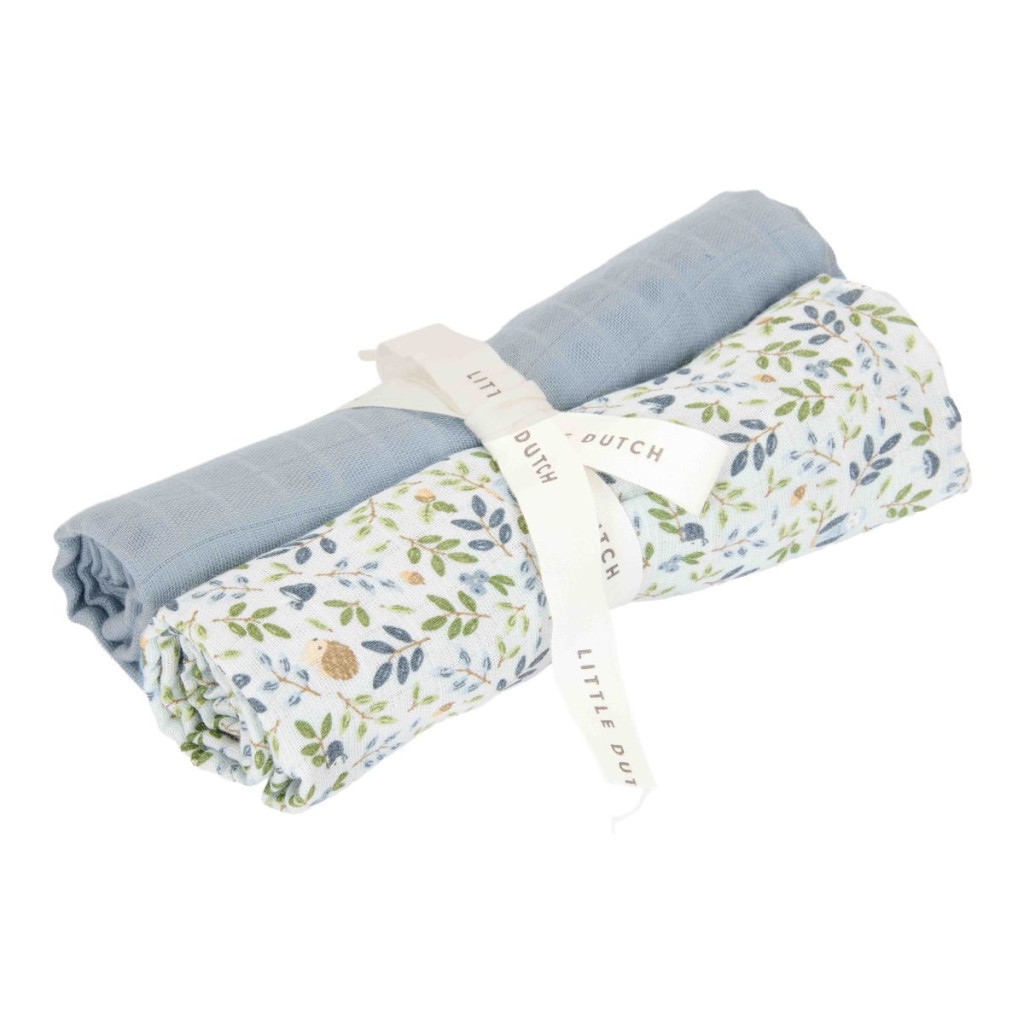 Little Dutch muszlin textilpelenka 70x70 cm 2 db Forest Adventure & Denim Blue – fő nézet