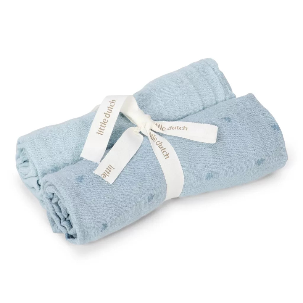Little Dutch muszlin textilpelenka 70x70 - Pure Denim Blue – fő nézet