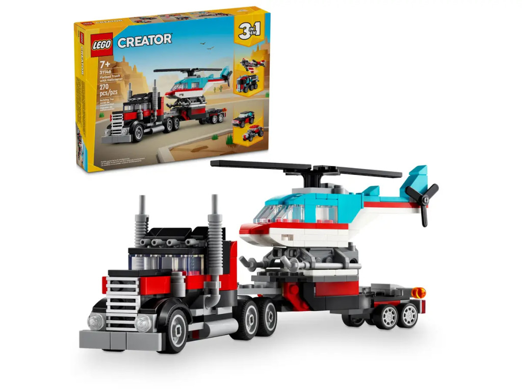 LEGO 31146 Creator Platós teherautó és helikopter – fő nézet