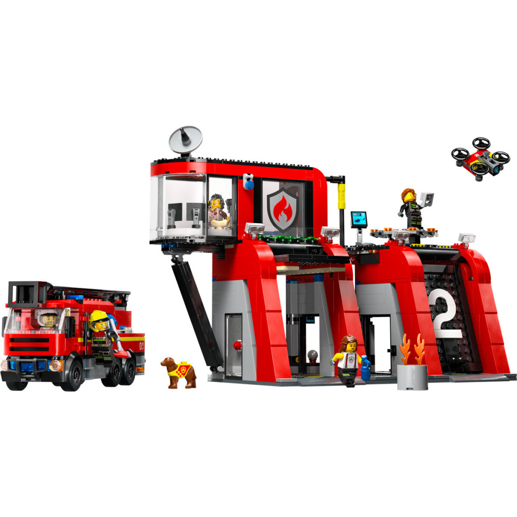 LEGO 60414 City Fire Tűzoltóállomás és tűzoltóautó – alternatív kép 1