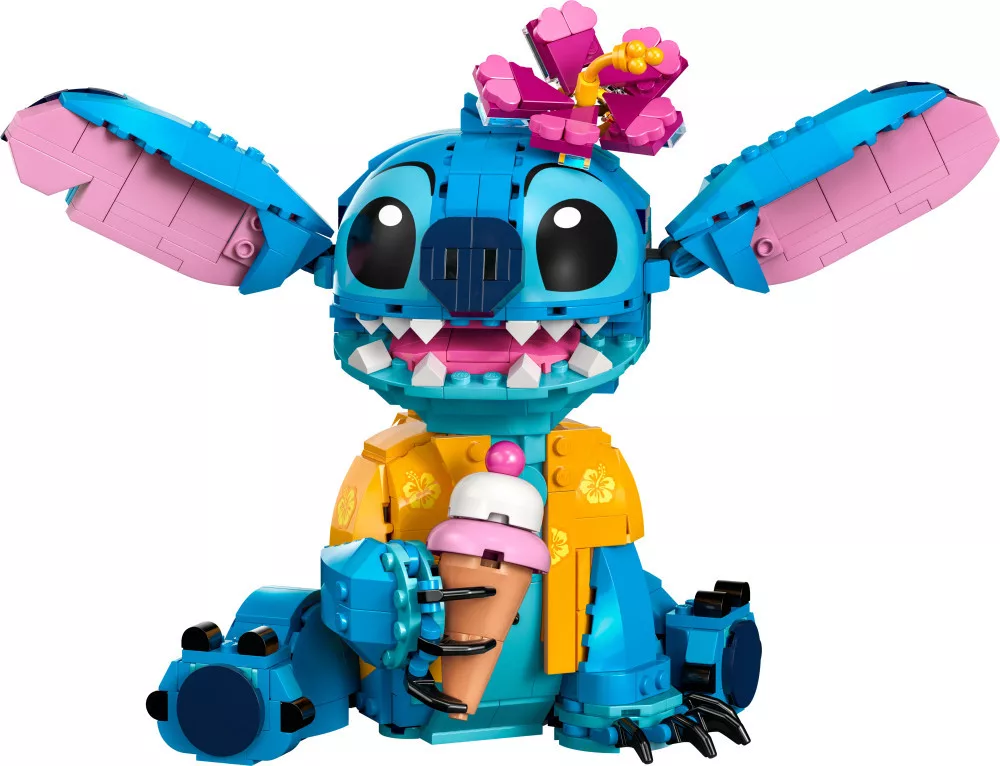 A LEGO Disney Classic Stitch figura forgatható fejjel és mozgatható fülekkel