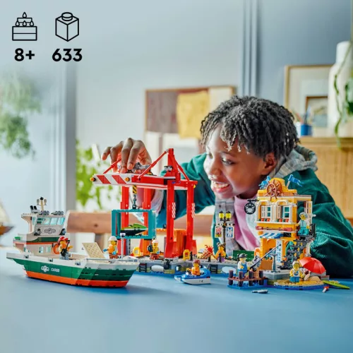 LEGO 60422 City Tengerparti kikötő teherszállító hajóval