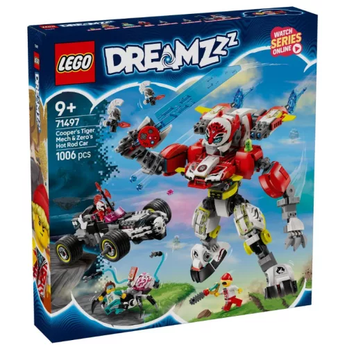 LEGO 71497 Dreamzzz Cooper tigrisrobotja és Zero Hot Rod