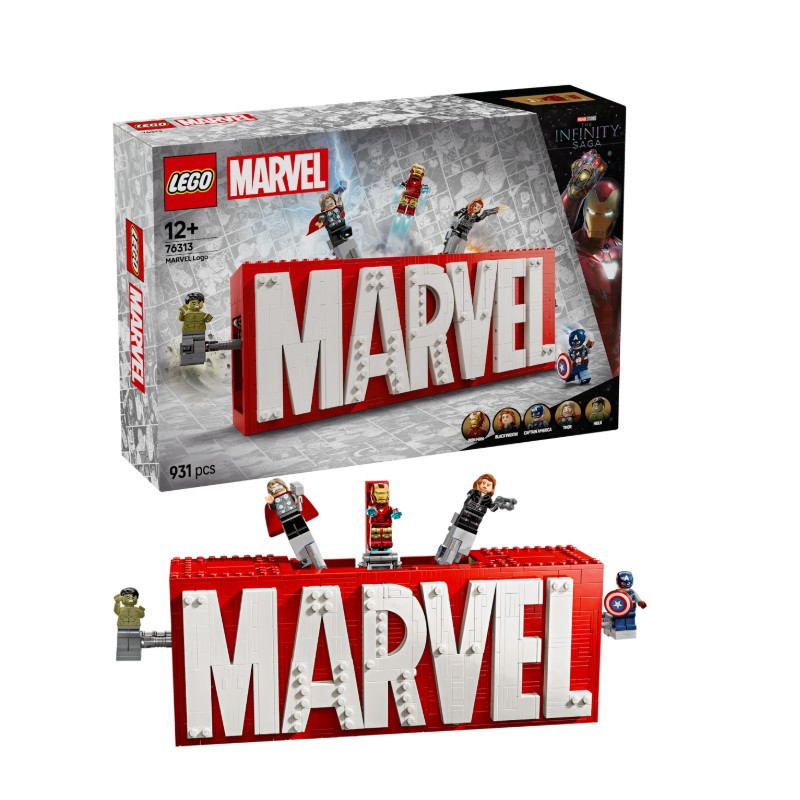 LEGO 76313 Super Heroes Marvel Marvel logó és minifigurák – fő nézet