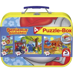   Benjamin az Elefánt 2x26, 2x48 db Puzzle Box - Fém kofferben (55594) Benjamin the Elephant puzzle-box
