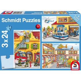  Schmidt 3 x 24 db-os puzzle Tűzoltók és rendőrök (56215) 