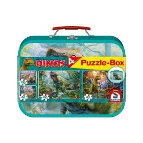   Dinoszauruszok 2x60, 2x100 db, Puzzle Box - Fém kofferben (56495) Dinos, Puzzle-Box / Dinosaurs, Puzzle Box, 2x60, 2x100 db