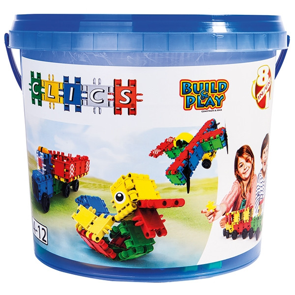 Clics Műanyagdobozos építőkészlet (CB198) Bucket 8 in 1 Clics építőjáték – fő nézet