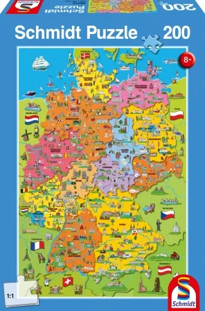 Cartoon map of Germany, 200 db (56312) Deutschlandkarte mit Bildern