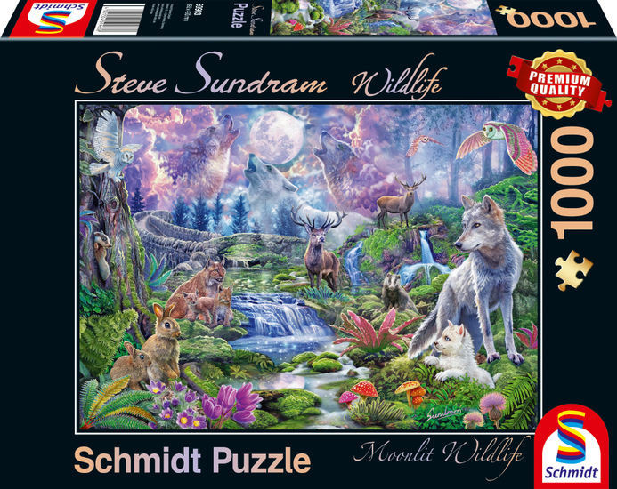 Moonlit Wildlife, 1000 db (59963) Wildtiere im Mondschein – fő nézet