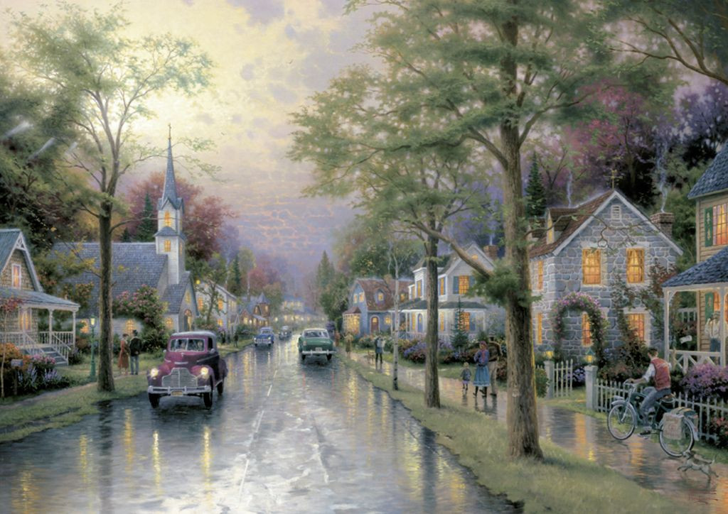 Hometown Morning, Thomas Kinkade, 1000 db (58441) Morgen in der kleinen Stadt – fő nézet
