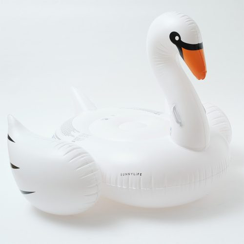 Sunnylife Luxe Ride-On matrac - Swan White on White – fő nézet