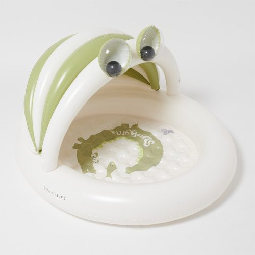 Sunnylife felfújható baba pancsoló kupolával - Cookie the Croc Khaki – fő nézet