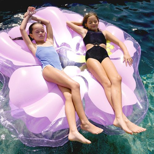 Sunnylife felfújható matrac Luxe - Hibiscus Pastel Lilac – alternatív kép 1