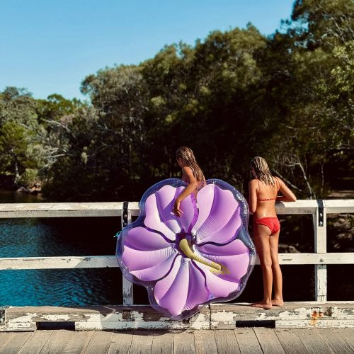 Sunnylife felfújható matrac Luxe - Hibiscus Pastel Lilac – alternatív kép 4