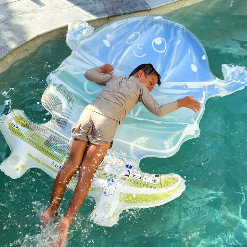 Sunnylife felfújható matrac - Burger Boy The Sea Kids Blue-Lime – alternatív kép 3