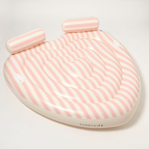 Sunnylife kétszemélyes szív alakú felfújható matrac - Stole My Heart Pink Stripe – fő nézet