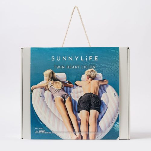 Sunnylife kétszemélyes szív alakú felfújható matrac - Stole My Heart Pink Stripe – alternatív kép 1