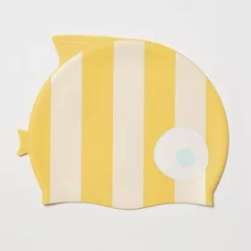 Sunnylife gyerek úszósapka - Finn the Fish Mustard Stripe