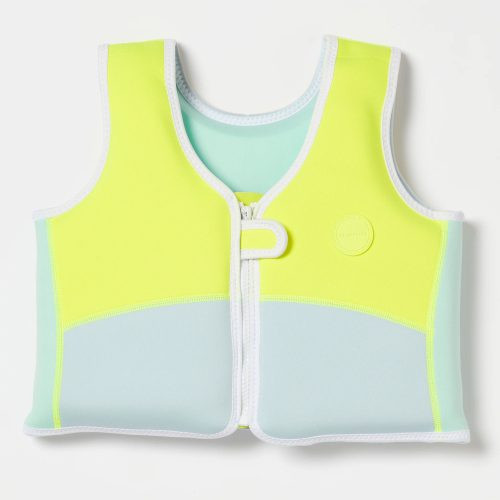 Sunnylife úszómellény 3-6 év - Salty the Shark Aqua Neon Yellow – fő nézet