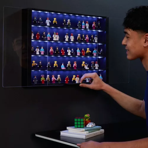 Prémium LEGO Minifigura gyűjtői vitrin – 5 Szintes, LED világítással