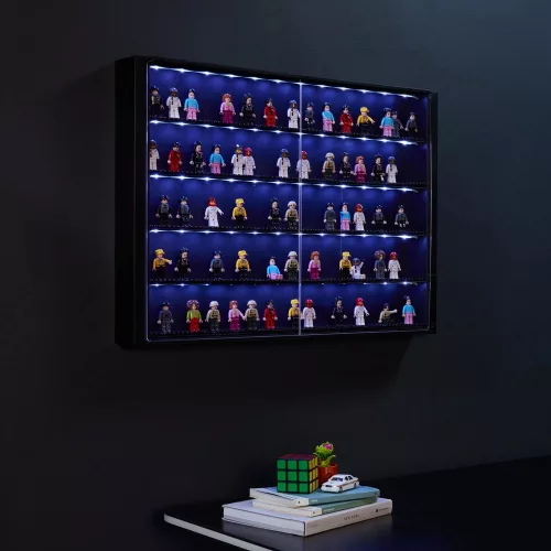 Prémium LEGO Minifigura gyűjtői vitrin – 5 Szintes, LED világítással