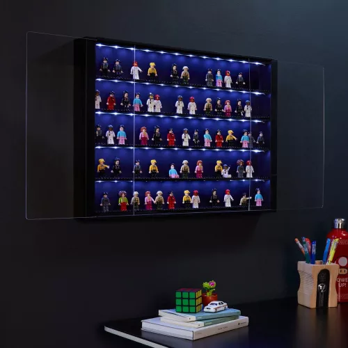 Prémium LEGO Minifigura gyűjtői vitrin – 5 Szintes, LED világítással