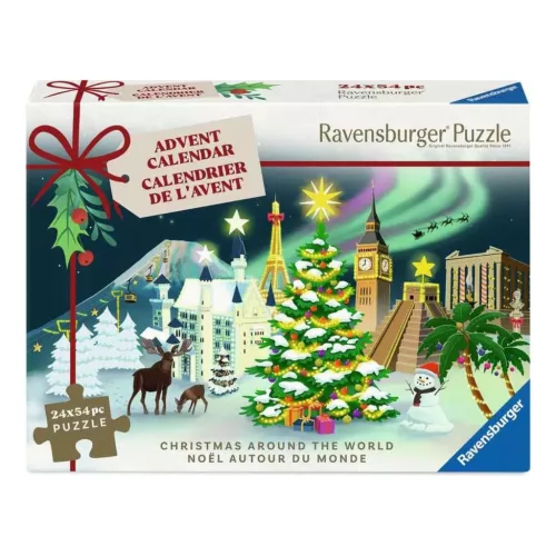 Ravensburger Karácsony a világ körül adventi naptár - 24 x 54 darabos kirakó, 6–8 év