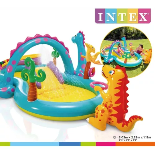 Intex Dinoland gyerekmedence csúszdával 302 x 229 cm