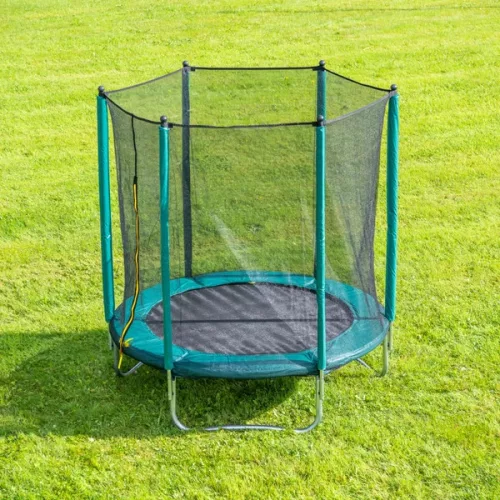 Kültéri trambulin, kerek és kompakt, hálóval, 183 cm