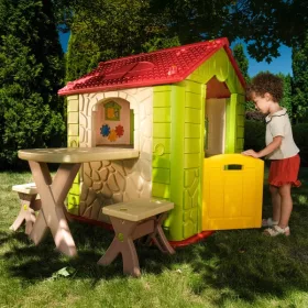 Luxus kerti játszóház asztallal és székekkel, zöld