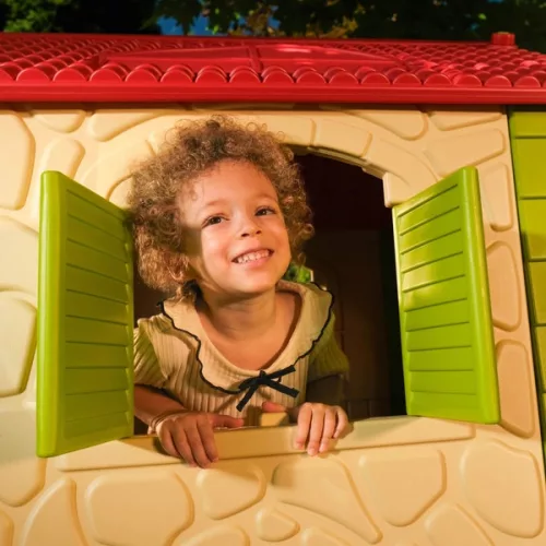 Luxus kerti játszóház asztallal és székekkel, zöld