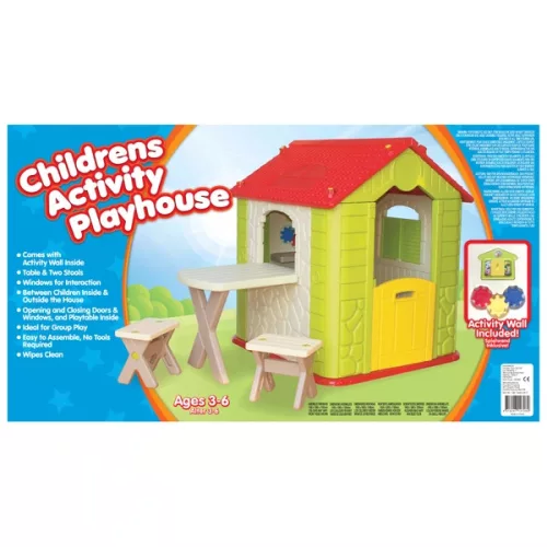 Luxus kerti játszóház asztallal és székekkel, zöld